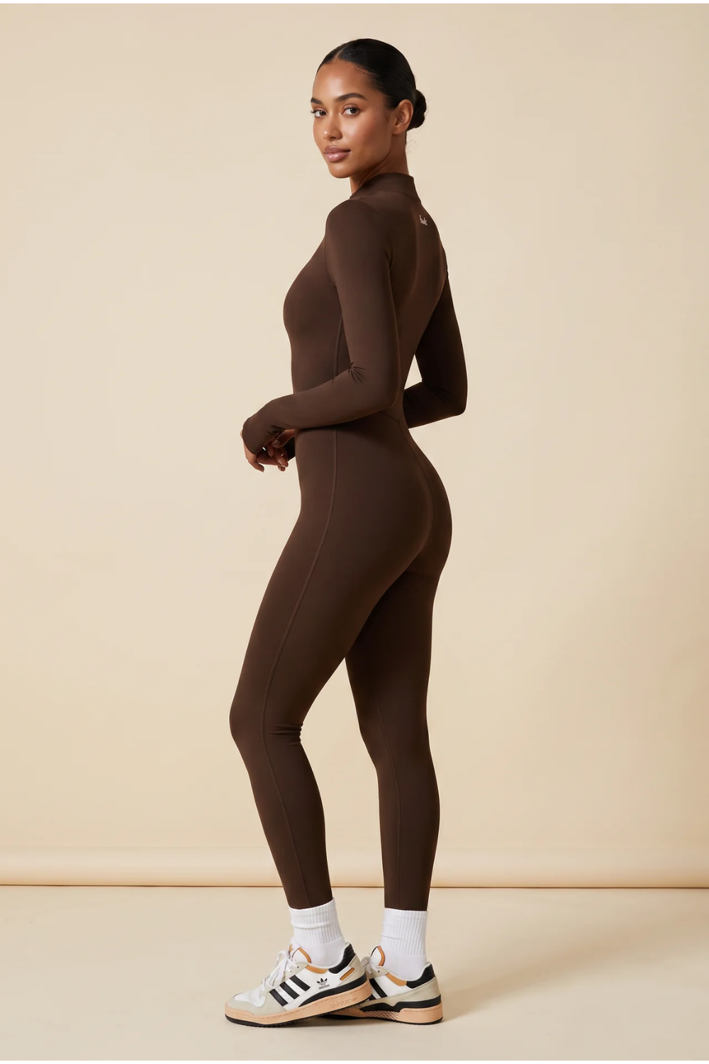 The Sculpt Zip Onesie Brown
