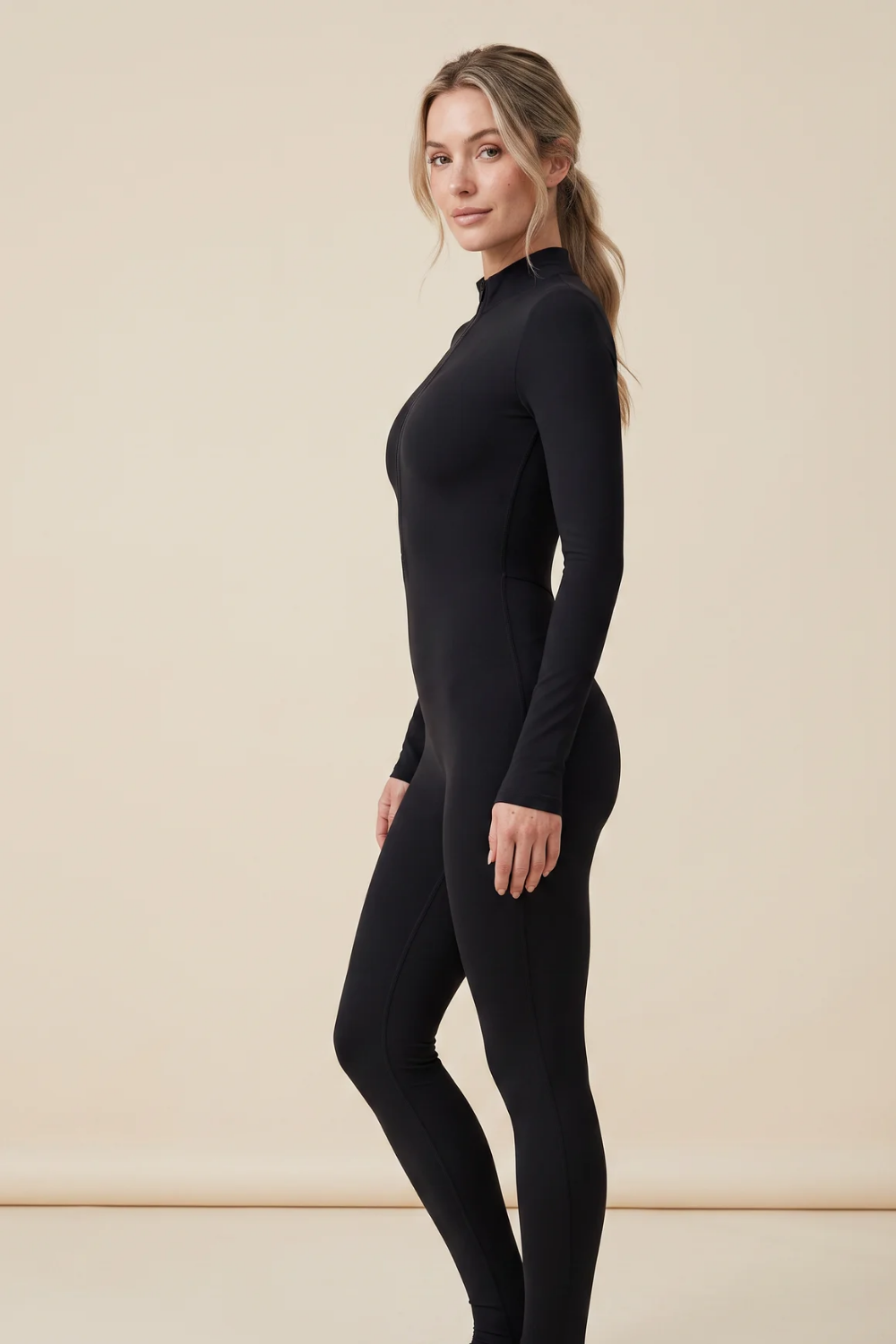 The Sculpt Zip Onesie Black