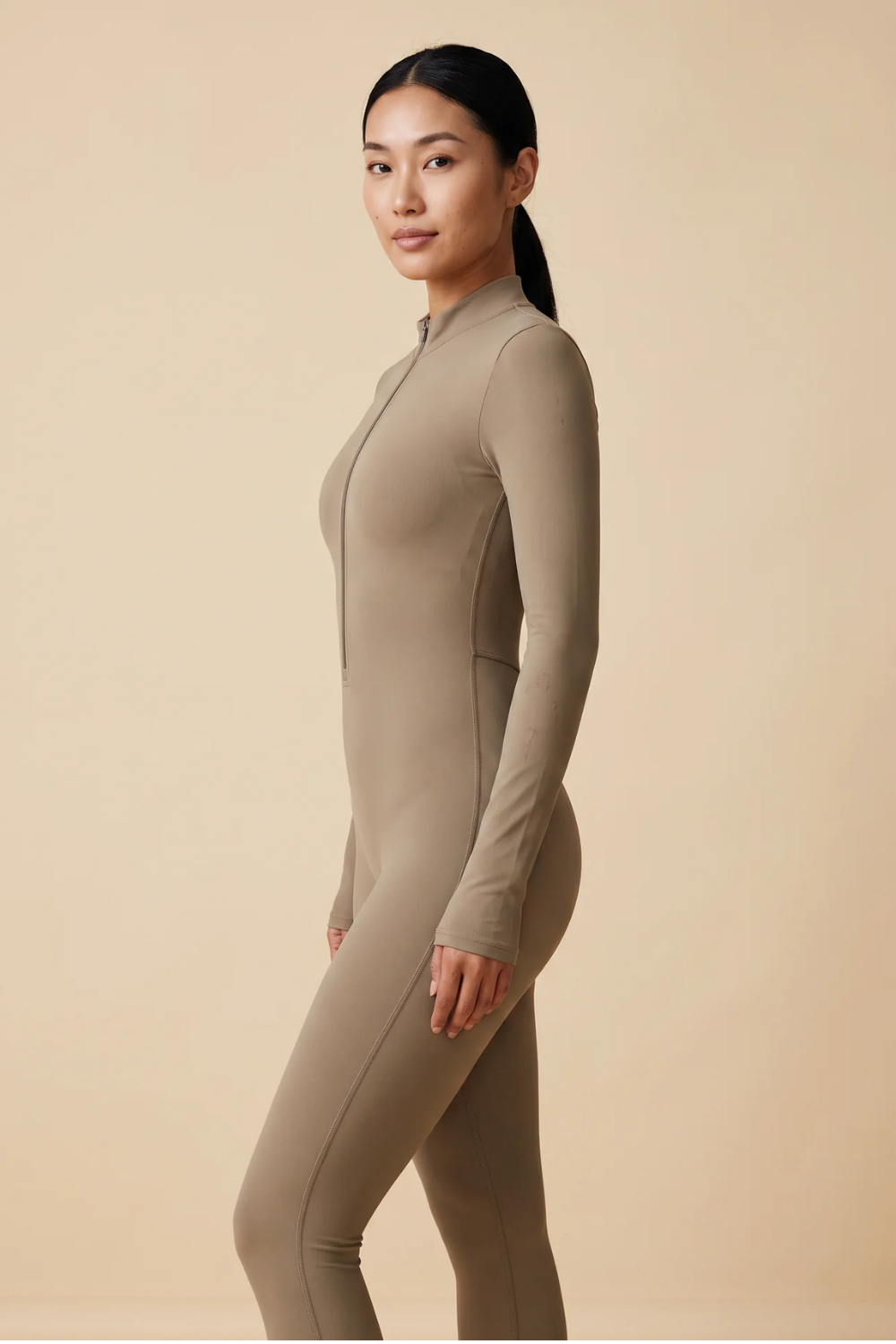 The Sculpt Zip Onesie Taupe