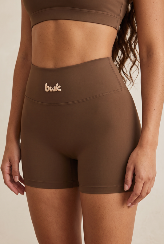 High-Waist Active Shorts Brown